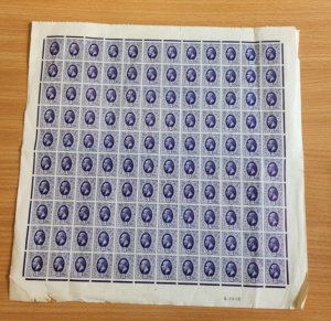 1912 1d George V Purple imperf International Stamp Exhibition Full Sheet U/M