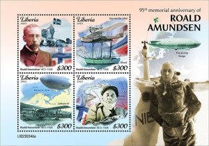 LIBERIA- 2023 - Roald Amundsen - Perf 4v Sheet - Mint Never Hinged