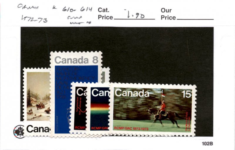 Canada, Postage Stamp, #610-614 Mint NH, 1972-1973 (AB)