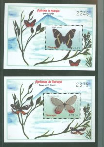 Nicaragua #2362-63  Souvenir Sheet (Butterflies) (Fauna)