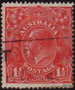 Australia 1927 Sc#68, SG#97 1-1/2d Red KGV Head, Kings, USED