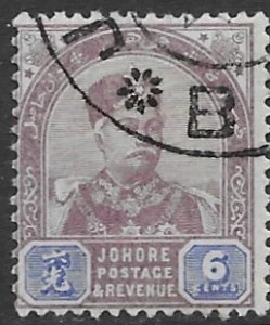 Straits  Settlements - Johore   23   1891   6 cents  fine used