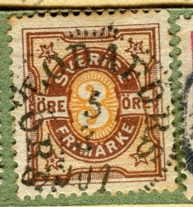 SWEDEN; 1891 early Oscar Numeral definitive issue fine used 3ore. Postmark