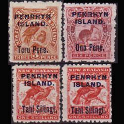 PENRHYN 1903 - Scott# 10-2a Birds Opt. Set of 4 LH