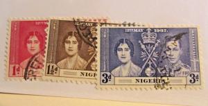 NIGERIA Sc# 50-52 Θ used, May 12 1937 Coronation, postage stamp set