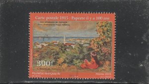 French Polynesia  Scott#  1155  Used  (2015  1915 Postcard Depicting Papeete)