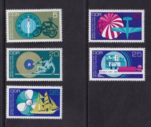 German Democratic Republic   DDR   #1388-1392 MNH 1972  sport and technology