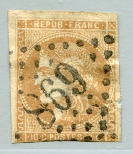 FRANCE #42 Fine Used Issue - FAULTS CLIPPED NOTCH WRINKLES - CERES - S7778