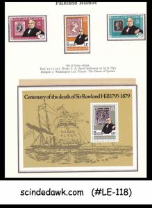 FALKLAND ISLANDS 1979 Death Centenary of SIR ROWLAND HILL set of 3-STAMPS & 1-M/