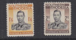 SOUTHERN RHODESIA, 1937 KGVI 1s.6 & 2s., lhm.