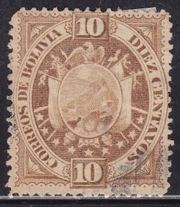 Bolivia 43 USED 1894 Coat of Arms 9 Stars 10c