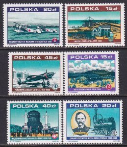 Poland 1988 Sc 2861, 2867, 2871, 2881-3 National Industries Aircraft Stamp MNH