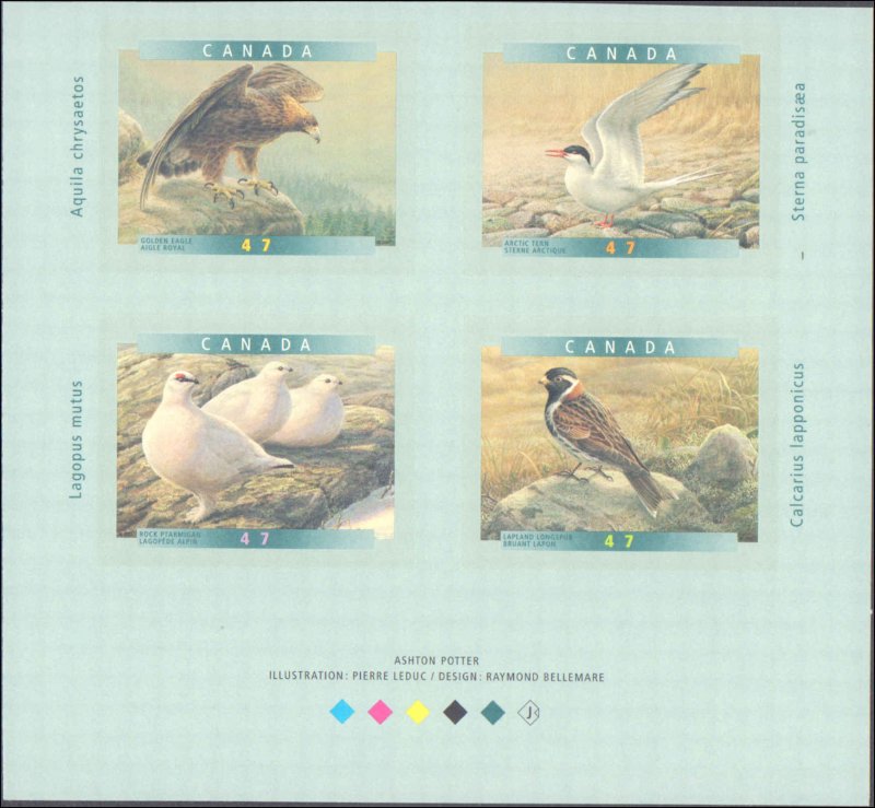 Canada #1890-1893, Complete Set(4), 2001, Birds, Never Hinged