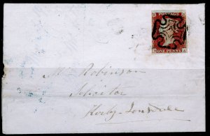 SG8, 1d red-brown, USED. Cat £9500. SETTLE MX. ON COVER. BA 