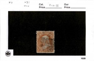 United States Postage Stamp, #71 Used, 1861 Franklin (AC)