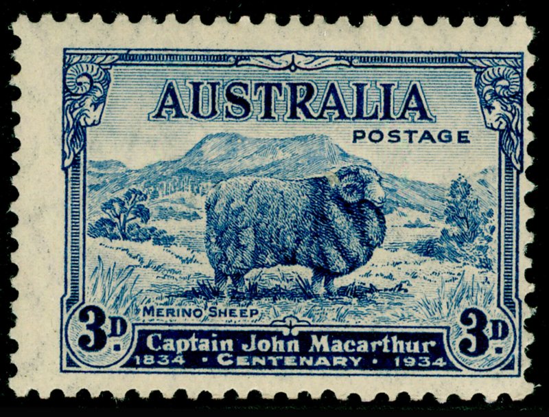 AUSTRALIA SG151, 3d blue, LH MINT. Cat £17. 