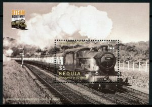 Bequia Gren St Vincent Trains Stamps 2006 MNH Rail Steam Locomotives 1v S/S III