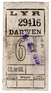 (I.B) Lancashire & Yorkshire Railway : Parcel Stamp 6d (Darwen)