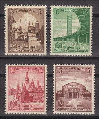 GERMANY, REICH SPORTS & GYMNASTIC FEST BRESLAU, MNH SET 1938