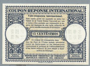 Uruguay Cupon Response International 15 Centesimos Unused Wmk UPU