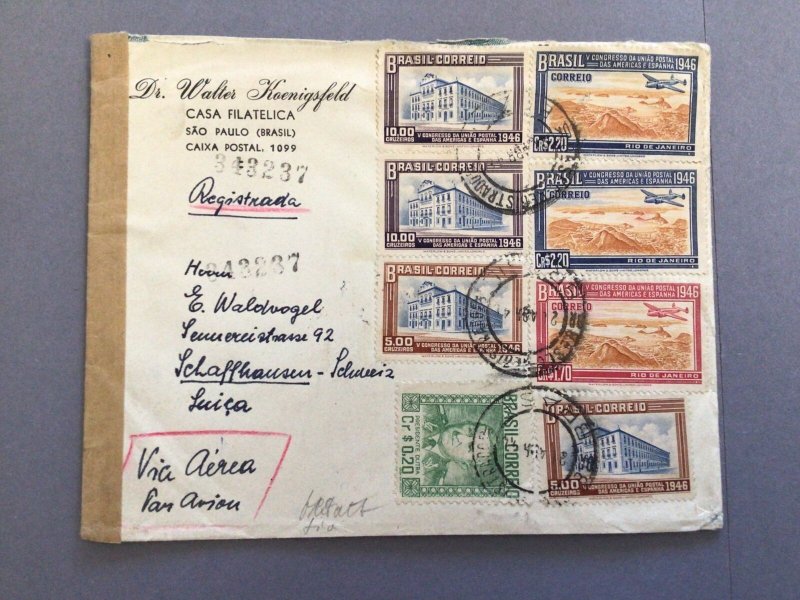 Brasil 1940 airmail multi stamps To Schaffnausen  postal cover Ref 62579 