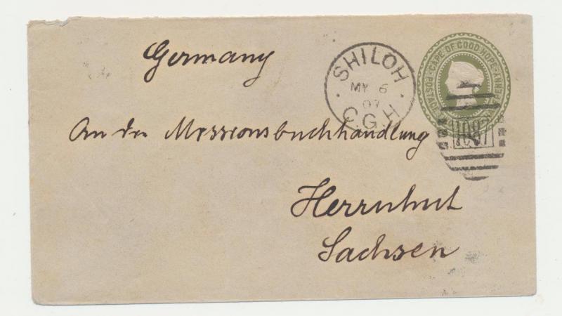 CAPE OF GOOD HOPE -GERMANY 1907, SHILOH CDS ON 2½d ENVELOPE TO SACHSEN