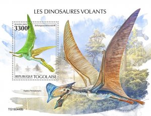 TOGO - 2019 - Flying Dinosaurs - Perf Souv Sheet - Mint Never Hinged