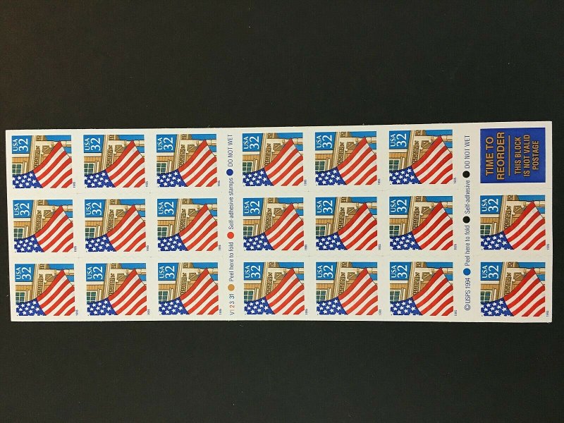 1995 Booklet of 20 Flag Over Porch Self-adhesive stamps Sc# 2920a