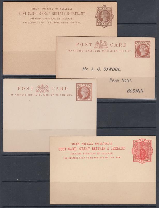 Great Britain H&G 10, 16b, 16e, 21 mint 1883-1892 Queen Victoria Postal Cards