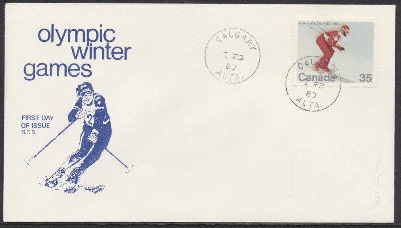 1980 #848 35c Winter Olympics FDC SCS Cachet Calgary