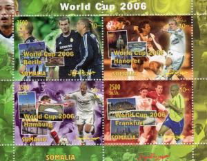 Somalia 2004 World Cup Football-Beckham-Zidane Sheetlet (4) Perforated MNH