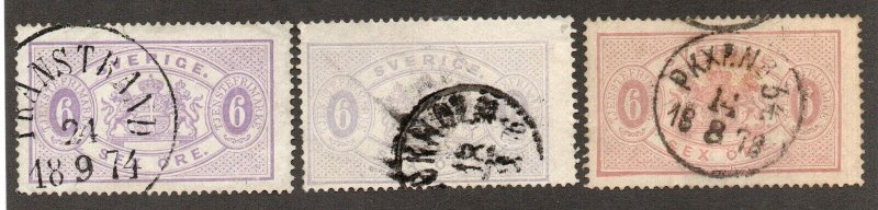 Sweden - Sc# O4 Used (3) Shades/ Facit TJ4, 4b, 4e      -     Lot 0324129