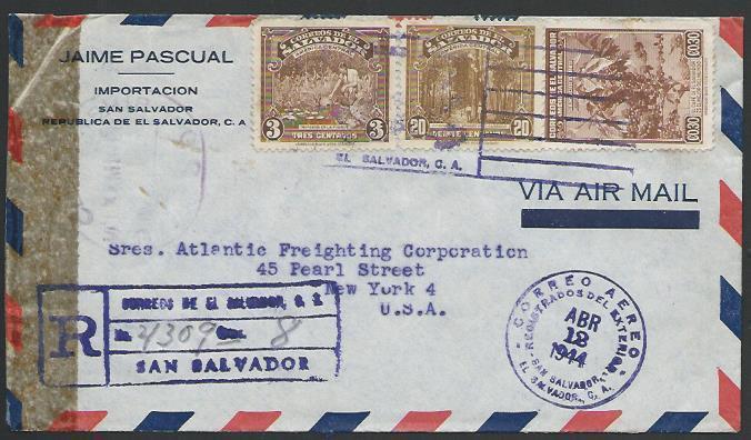 SALVADOR 1944 censor cover to USA..........................................27429