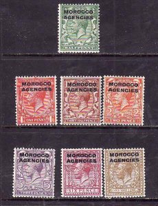 Great Britain Morocco-#209-16 ex#214- id7-unused hinged KGV group-1914-21-      