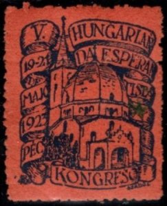 1923 Hungary Poster Stamp 5th Hungary Esperantist Congress Pécs