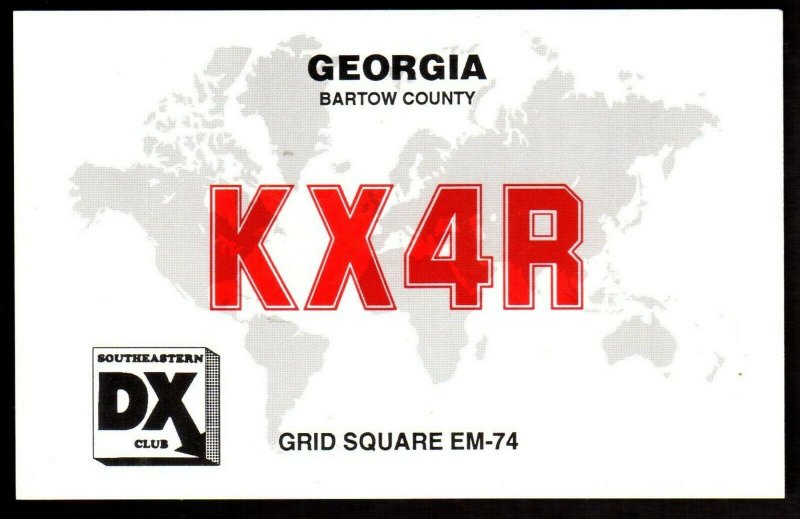 QSL QSO Radio Card Bartow County,KX4R,Greg Carter, Georgia (Q3442)