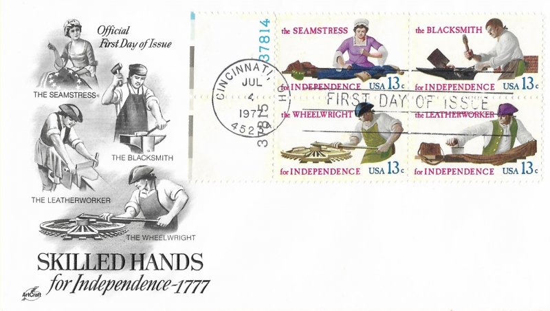 1977 FDC, #1720a, 13c Skilled Hands for Independence, Art Craft