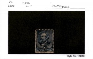 United States Postage Stamp, #216 Used, 1888 James Garfield (AJ)