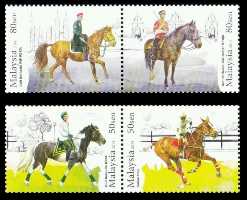 Malaysia Horses 2014 Chinese Lunar Zodiac Police Polo Games Sport (stamp) MNH