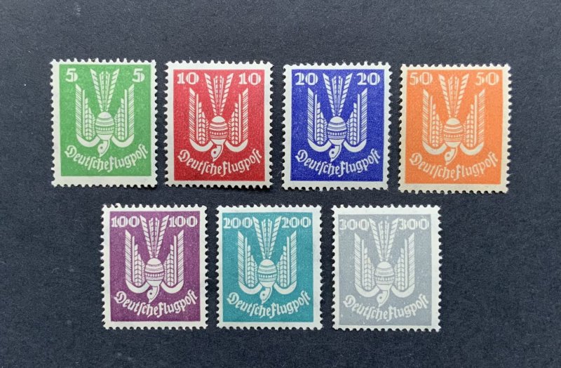 GERMANY 1924 AIRMAIL Sc#C20-C26 MNH OG COMPLETE SET CV€1500