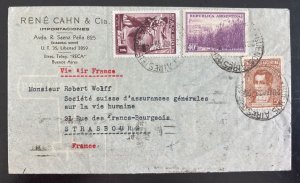 1939 Buenos Aires Argentina Commercial Cover To Strasbourg Francs Via Air France