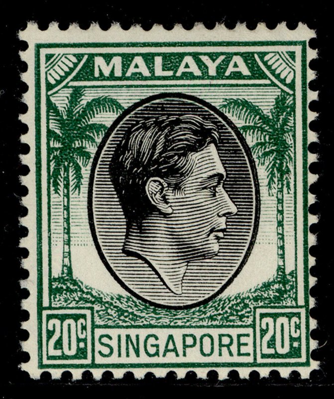 SINGAPORE GVI SG24, 20c black & green, LH MINT. Cat £13. 