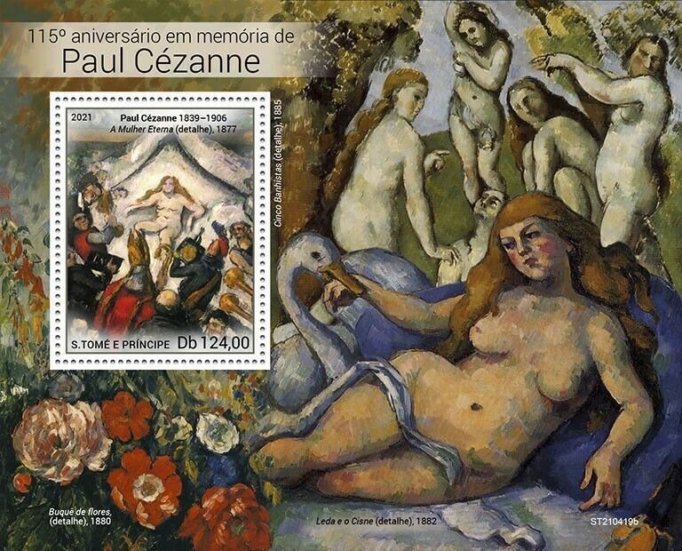 Sao Tome & Principe 2021 MNH Art Stamps Paul Cezanne Nude Paintings Nudes 1v S/S