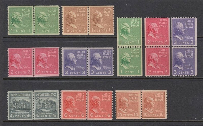 #839//42, 848, 850 COIL Line Pairs (Mint NEVER Hinged) cv$76.00