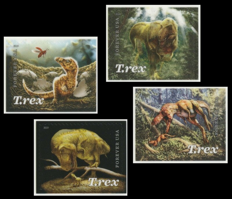 US 5410-5413 T.Rex Tyrannosaurus forever set (4 single stamps) MNH 2019