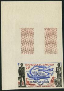 Dahomey C17 imperf,MNH.Michel 191B. AIR AFRIQUE 1962.Plane,Sheep,Map
