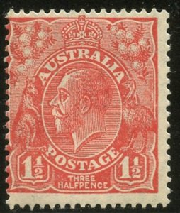 AUSTRALIA Sc#68c 1926 1½p Rose Red KGV Perf. 14 OG Mint Hinged