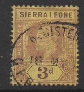 SIERRA LEONE;   1907 early Ed VII issue fine used  3d. value, Shade