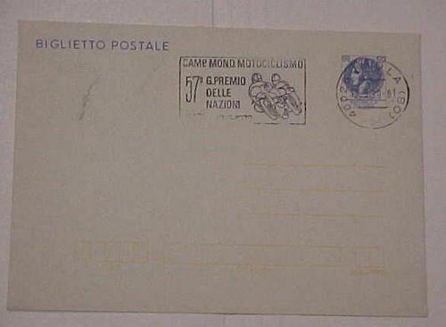 ITALY  MOTORCYCLE 1970 ON POSTAL CARD