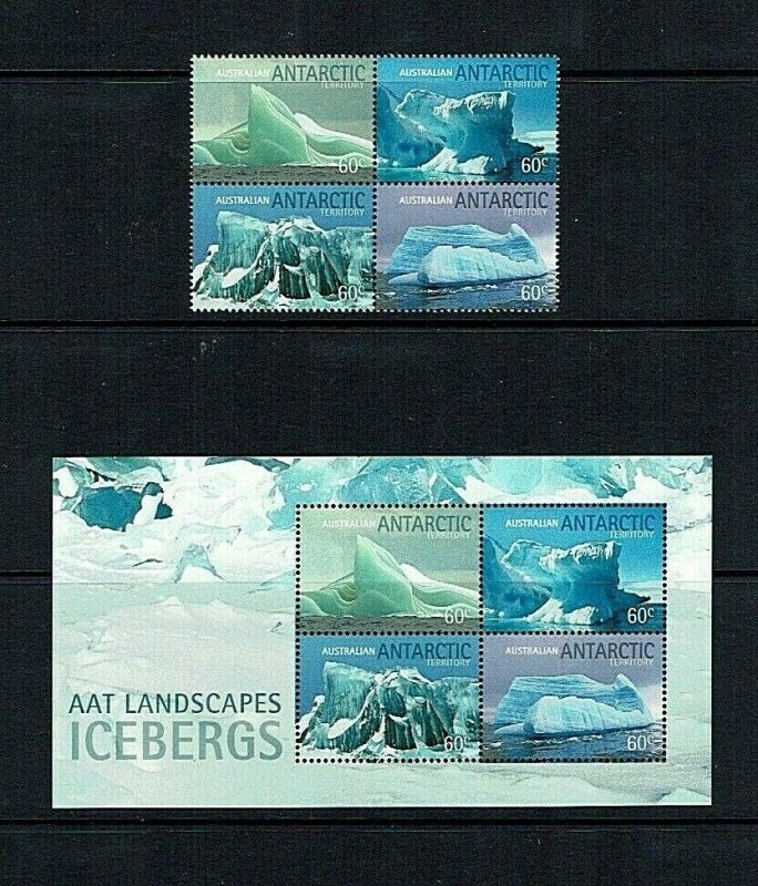 AAT: 2011,  AAT Landscapes, Icebergs, MNH Set +  Miniature Sheet